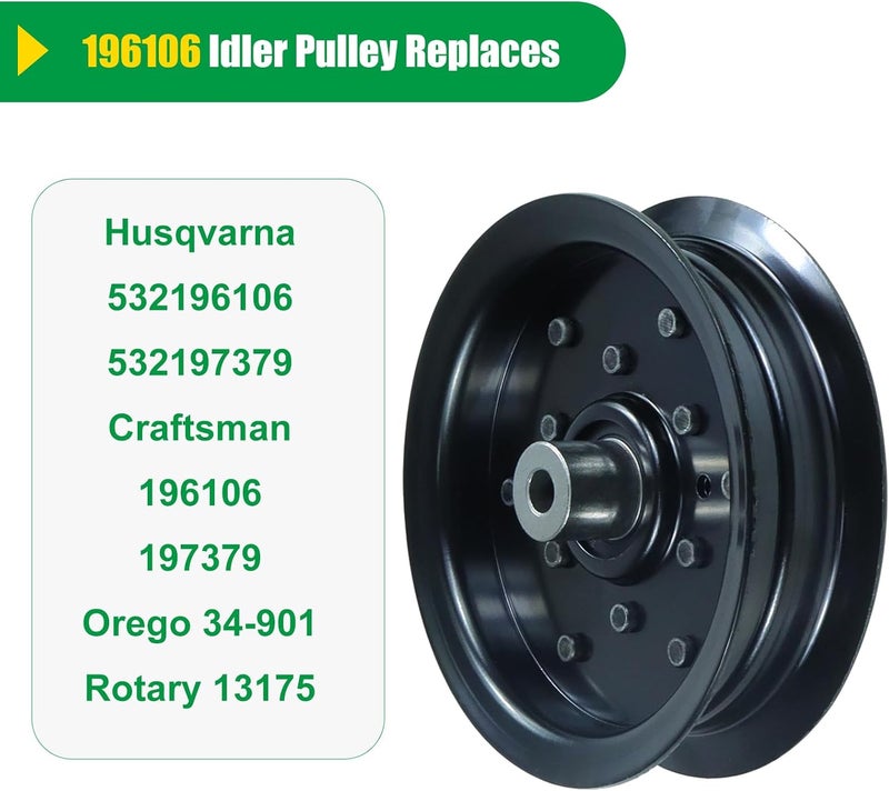 POSFLAG 532196106 Husqvarna Idler Pulley Replaces 197379 Idler Pulley Craftsman, 532197379 Husqvarna Idler Pulley, 532196106 Idler Pulley, 196106 for Husqvarna Z254 YTH22V46 LGT2654 YTH2348 Tractors - Image 3
